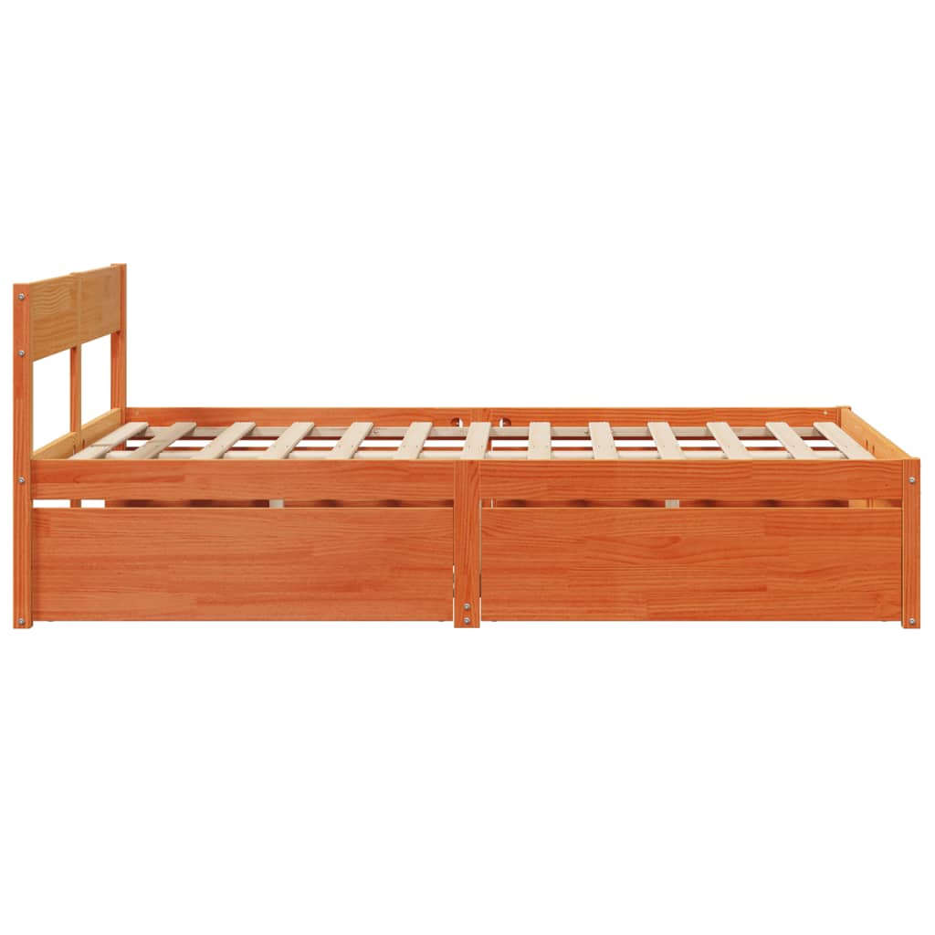 Cadre de lit sans matelas cire marron 120x190cm bois pin massif - XIOS