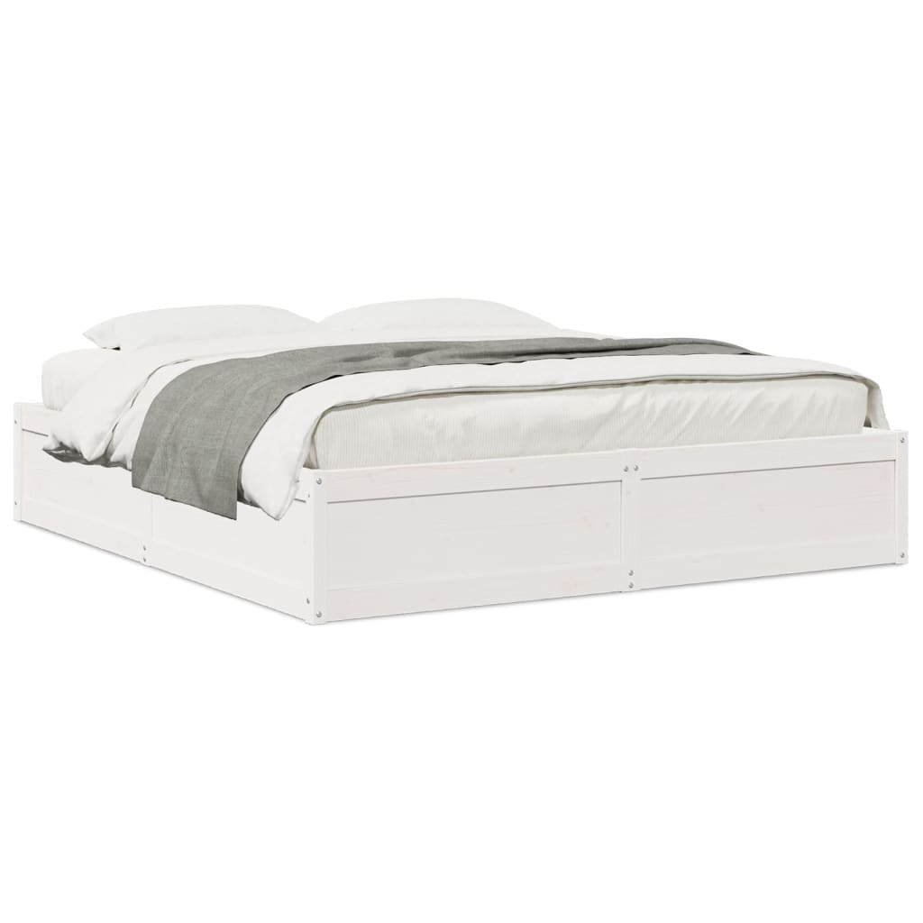 Cadre de lit sans matelas blanc 180x200 cm bois massif de pin - XIOS