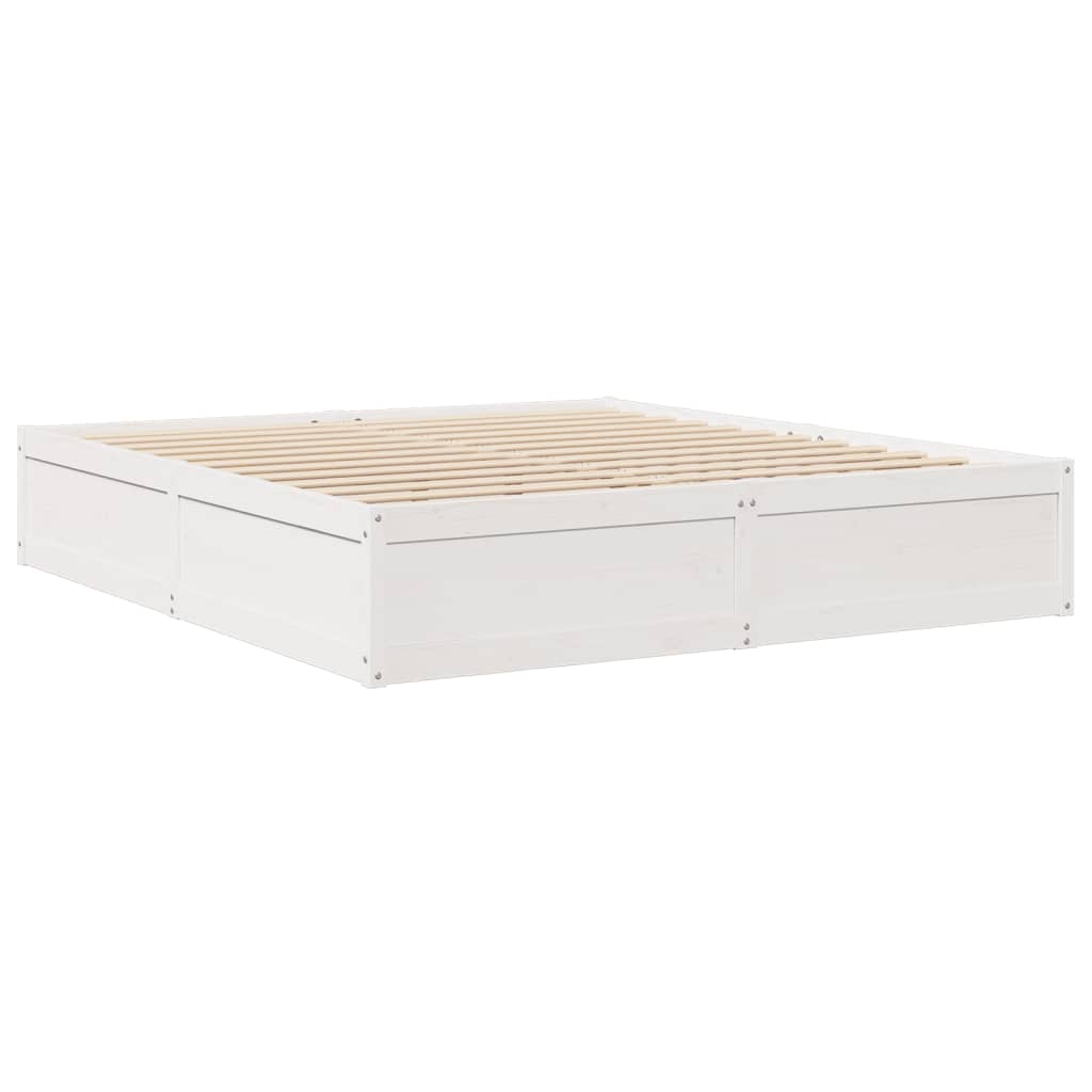 Cadre de lit sans matelas blanc 180x200 cm bois massif de pin - XIOS