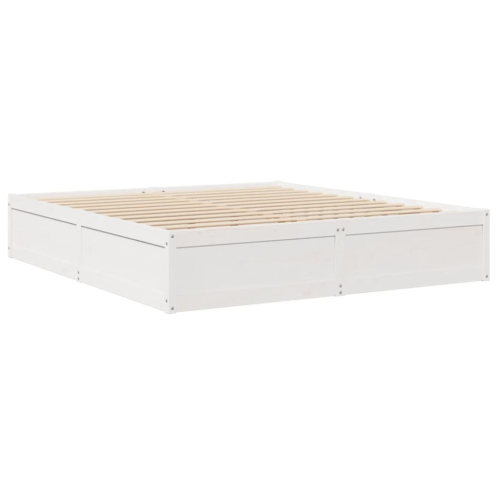 Cadre de lit sans matelas blanc 180x200 cm bois massif de pin - XIOS