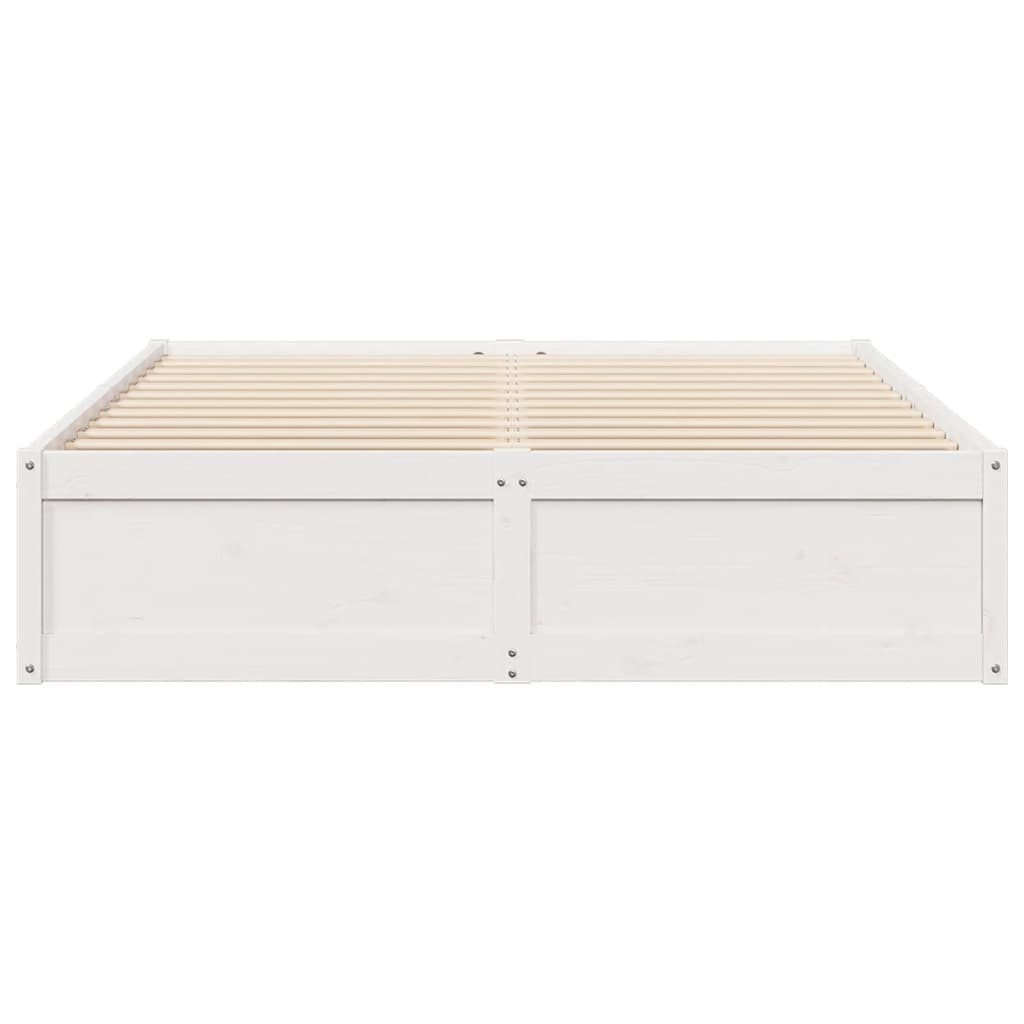 Cadre de lit sans matelas blanc 160x200 cm bois de pin massif - XIOS