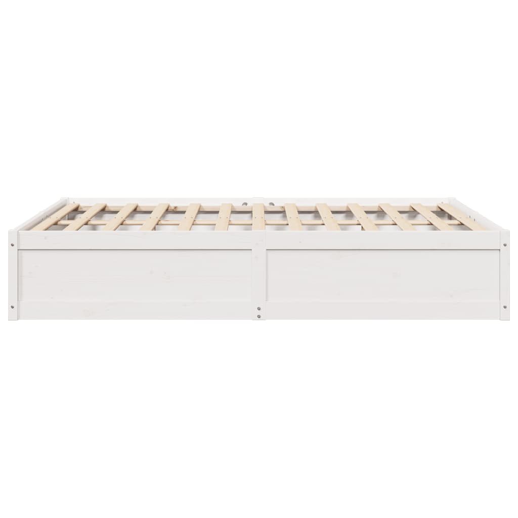 Cadre de lit sans matelas blanc 160x200 cm bois de pin massif - XIOS