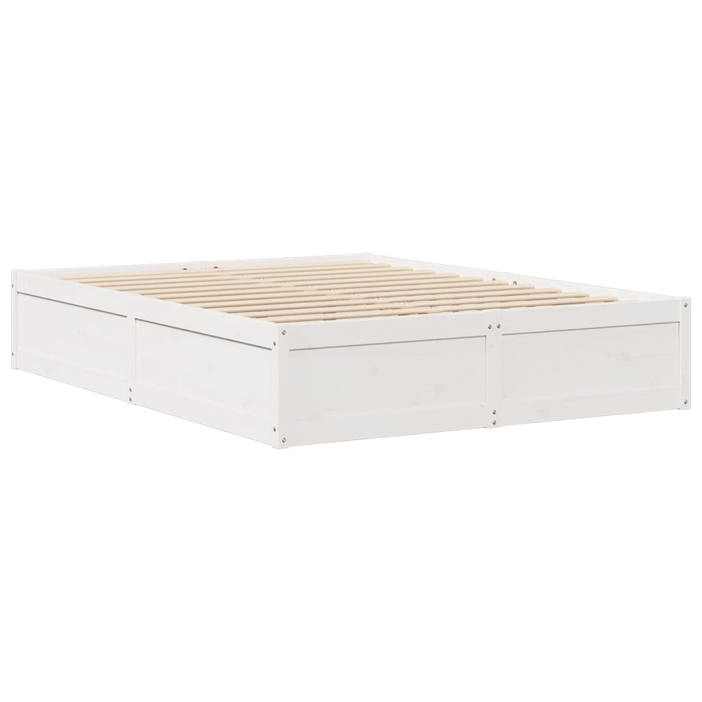 Cadre de lit sans matelas blanc 160x200 cm bois de pin massif - XIOS