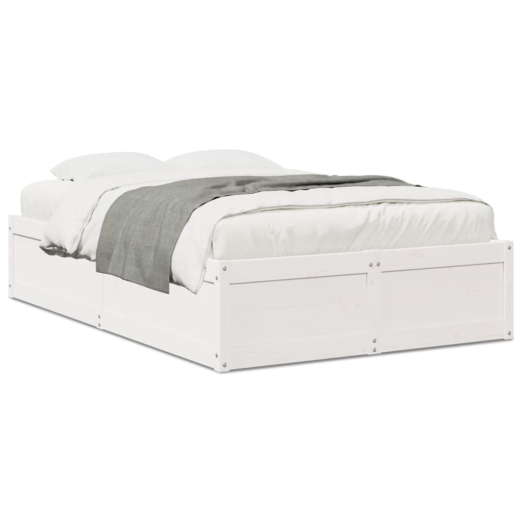 Cadre de lit sans matelas blanc 120x200 cm bois de pin massif - XIOS