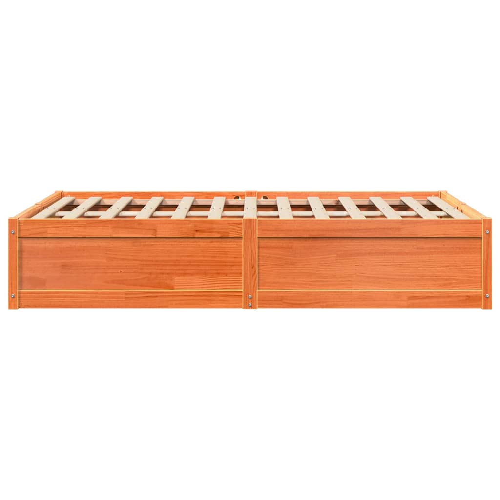 Cadre de lit sans matelas cire marron 120x200cm bois pin massif - XIOS
