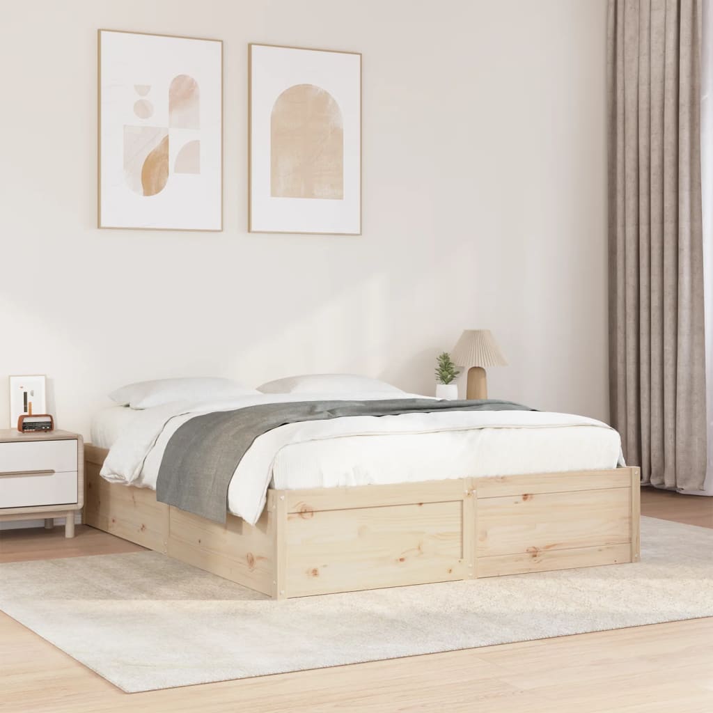 Cadre de lit sans matelas 140x190 cm bois de pin massif - XIOS