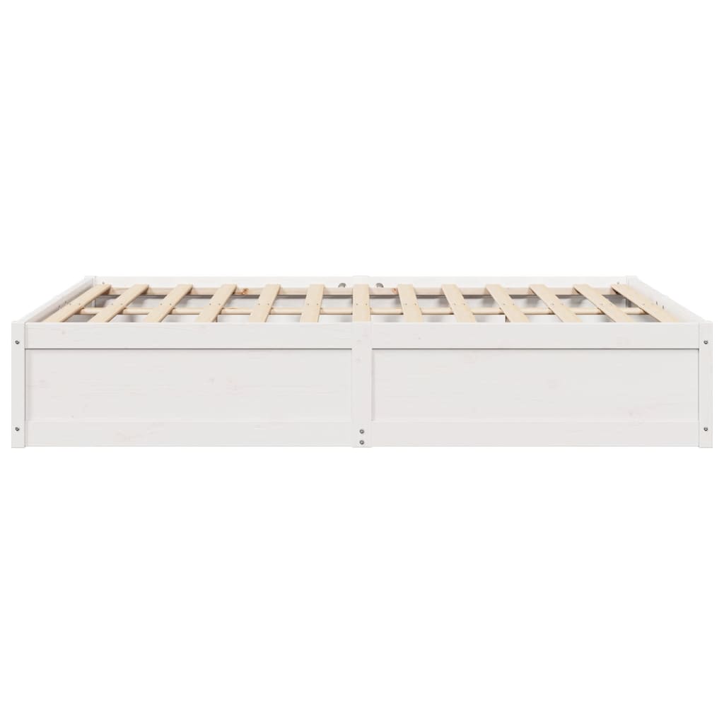 Cadre de lit sans matelas blanc 140x190 cm bois de pin massif - XIOS
