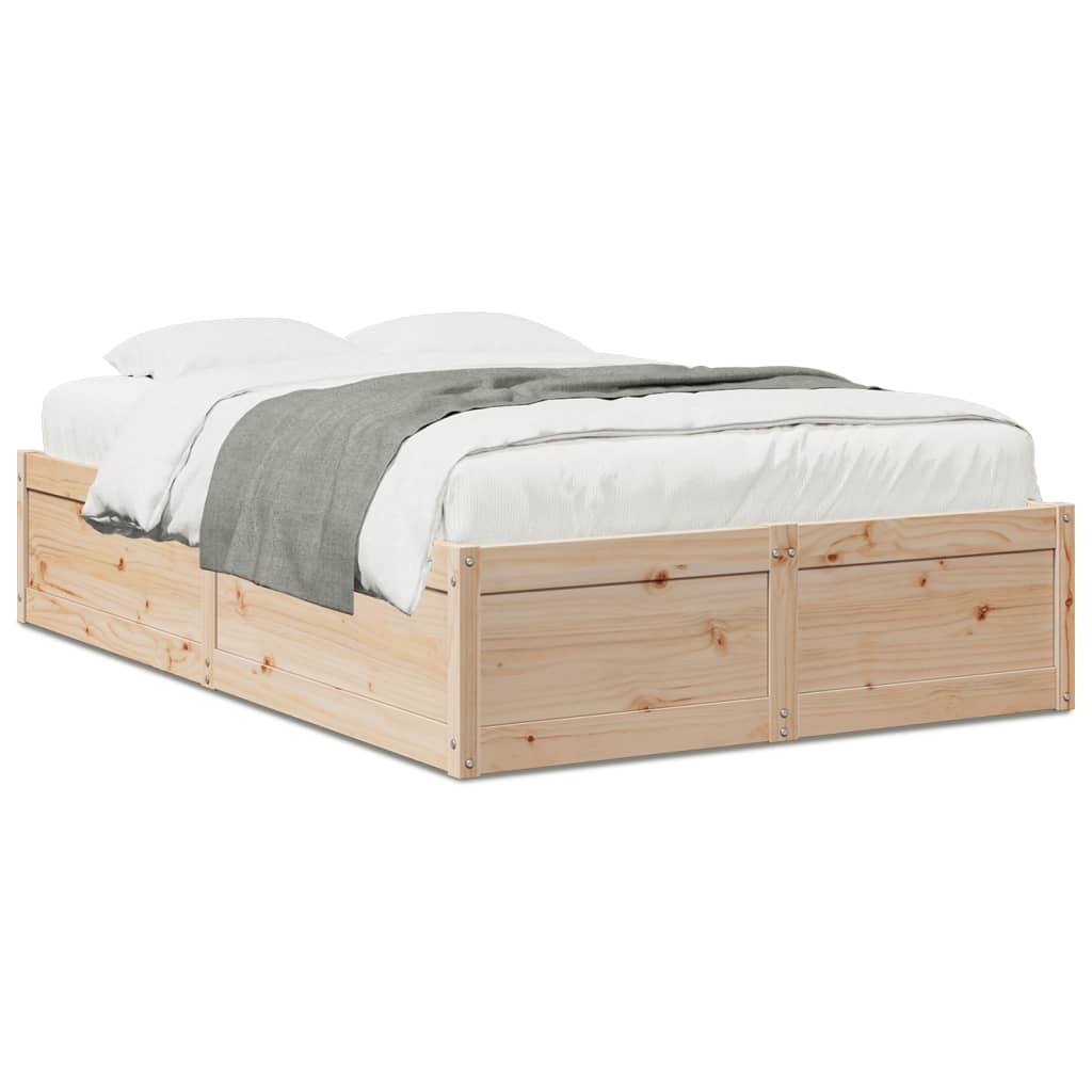 Cadre de lit sans matelas 135x190 cm bois de pin massif - XIOS