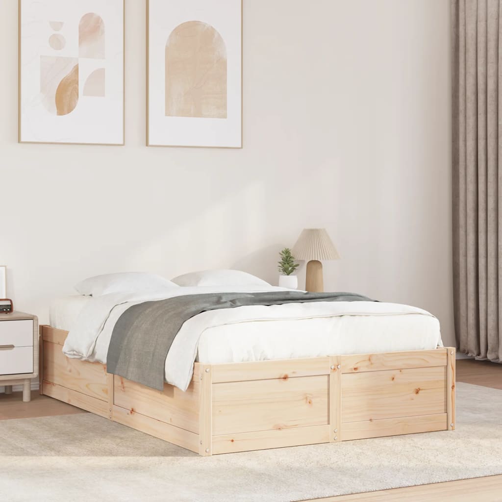 Cadre de lit sans matelas 135x190 cm bois de pin massif - XIOS