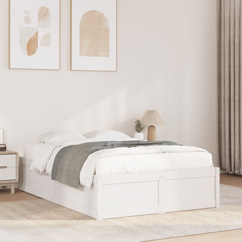 Cadre de lit sans matelas blanc 120x190 cm bois de pin massif - XIOS