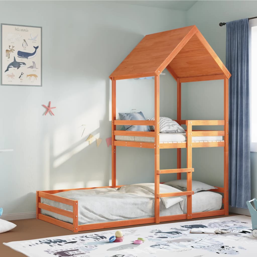 Lit superposé sans matelas cire marron 80x200 cm pin massif - XIOS