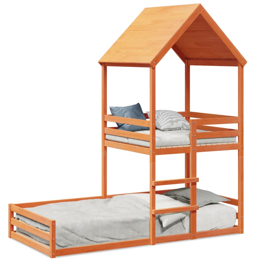 Lit superposé sans matelas cire marron 90x190 cm pin massif - XIOS