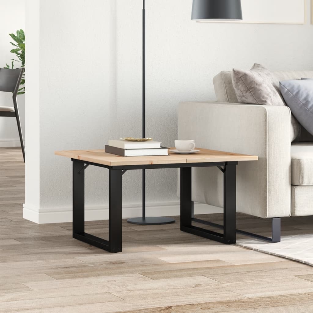 Table basse cadre en O 70x70x40 cm bois de pin massif et fonte - XIOS