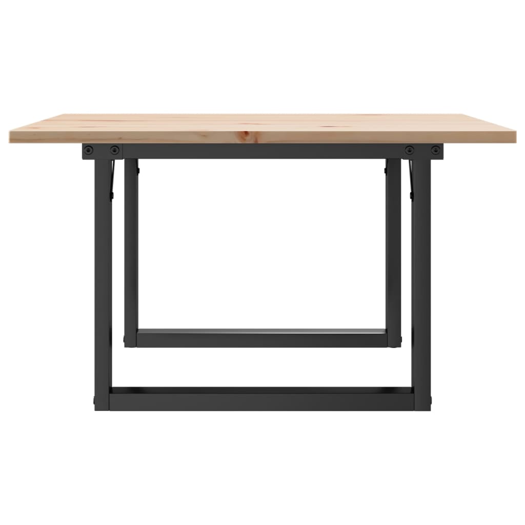 Table basse cadre en O 70x70x40 cm bois de pin massif et fonte - XIOS