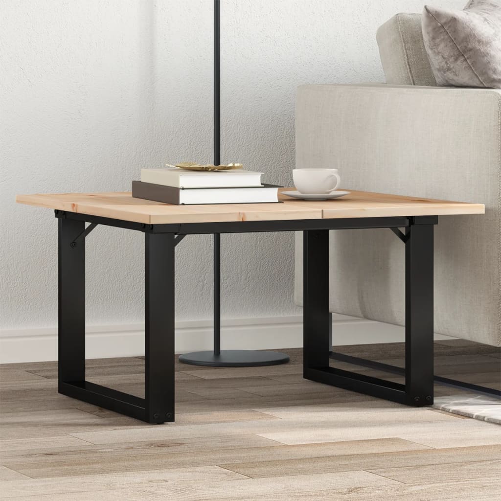 Table basse cadre en O 70x70x40 cm bois de pin massif et fonte - XIOS