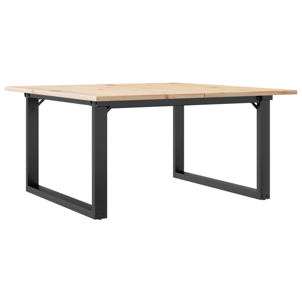Table basse cadre en O 80x80x45 cm bois de pin massif et fonte