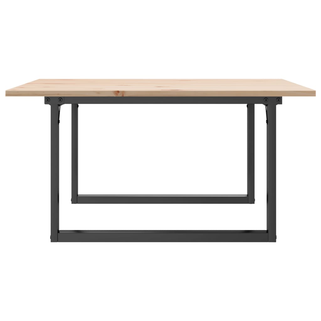 Table basse cadre en O 80x80x45 cm bois de pin massif et fonte