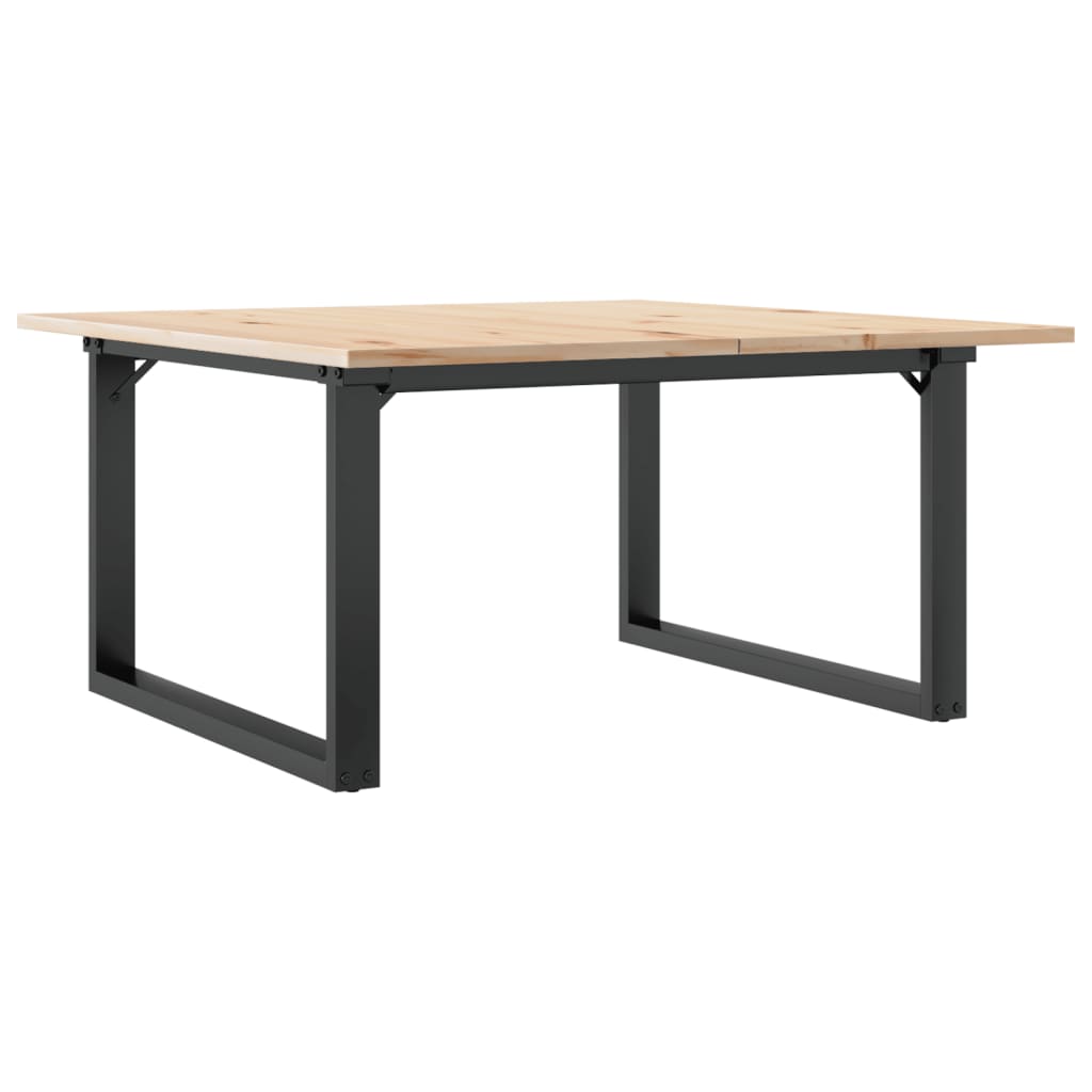 Table basse cadre en O 80x80x45 cm bois de pin massif et fonte