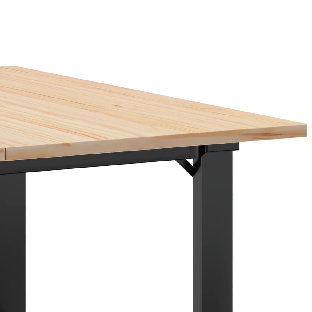 Table basse cadre en O 80x80x45 cm bois de pin massif et fonte