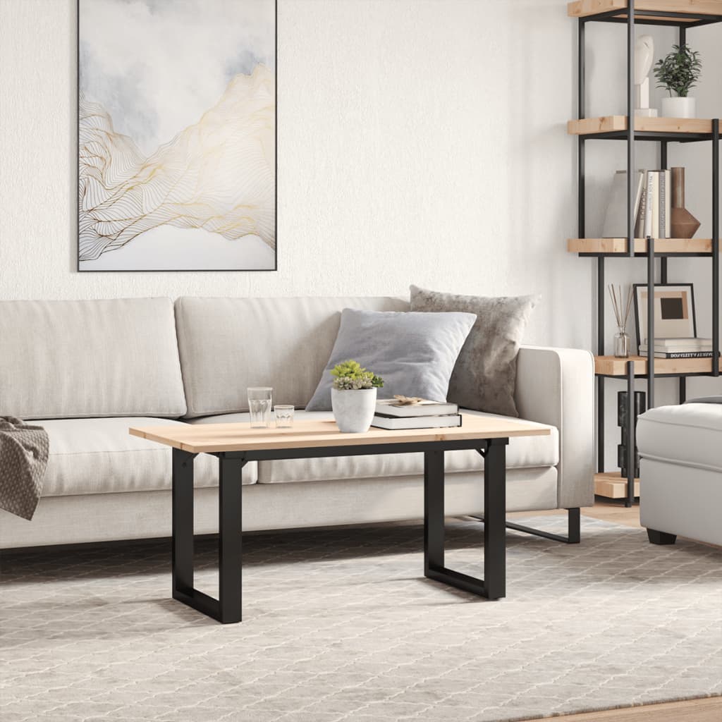 Table basse cadre en O 90x40x45 cm bois de pin massif et fonte Tables à manger vidaXL