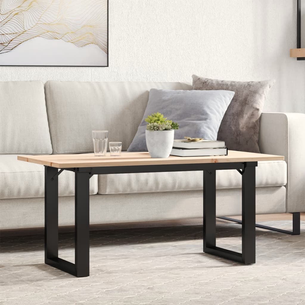 Table basse cadre en O 90x40x45 cm bois de pin massif et fonte Tables à manger vidaXL