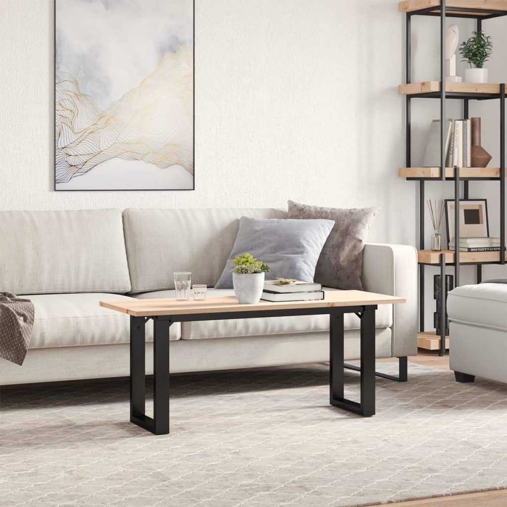 Table basse cadre en O 110x40x45 cm bois de pin massif et fonte - XIOS