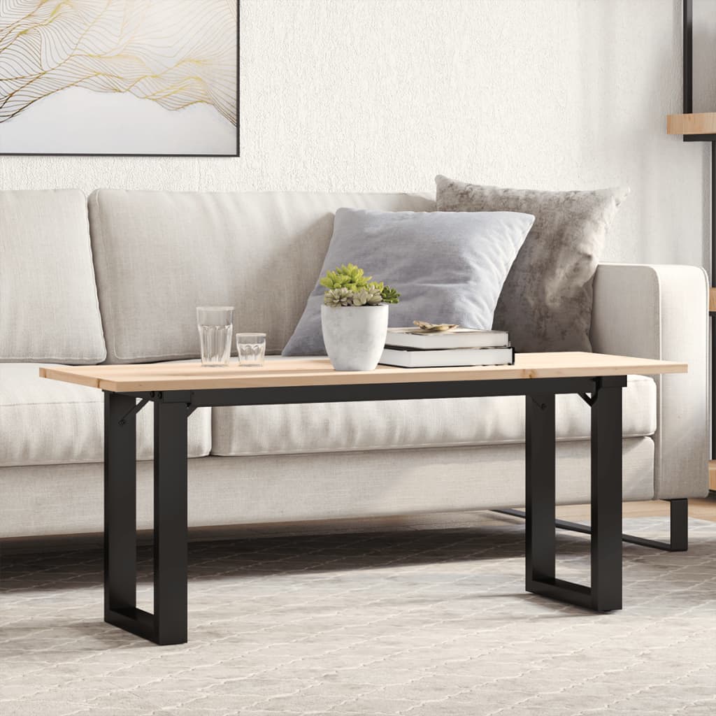 Table basse cadre en O 110x40x45 cm bois de pin massif et fonte - XIOS