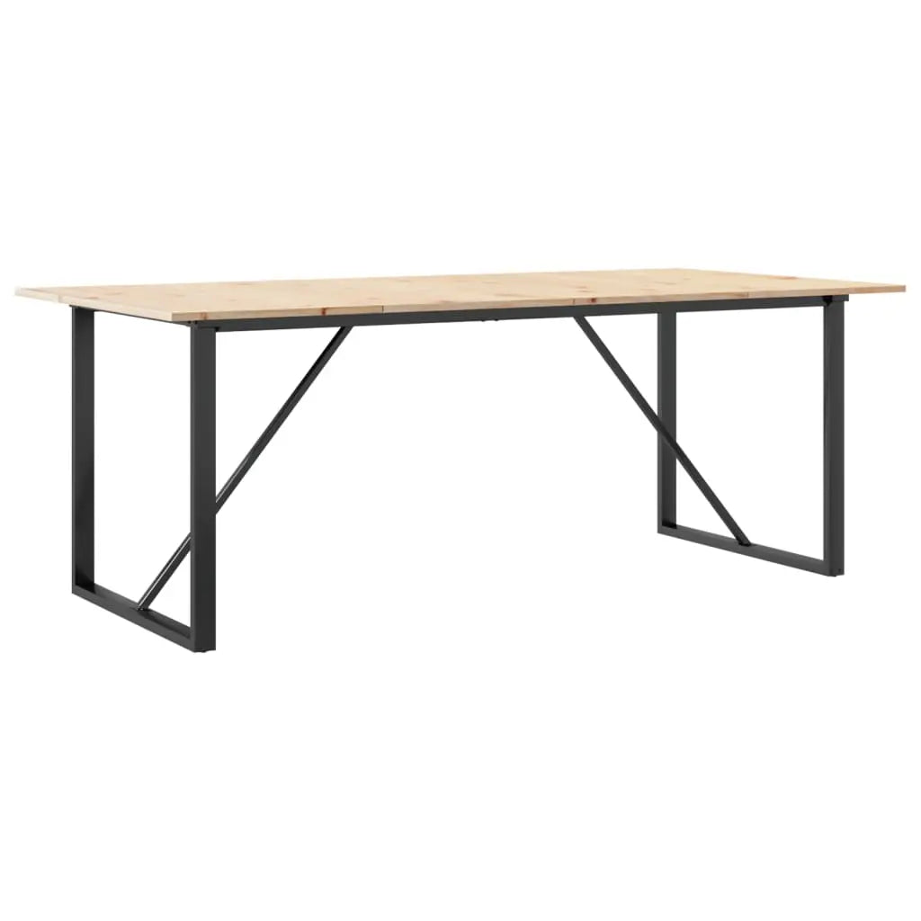Table à manger cadre en O 200x100x75cm bois de pin massif acier - XIOS