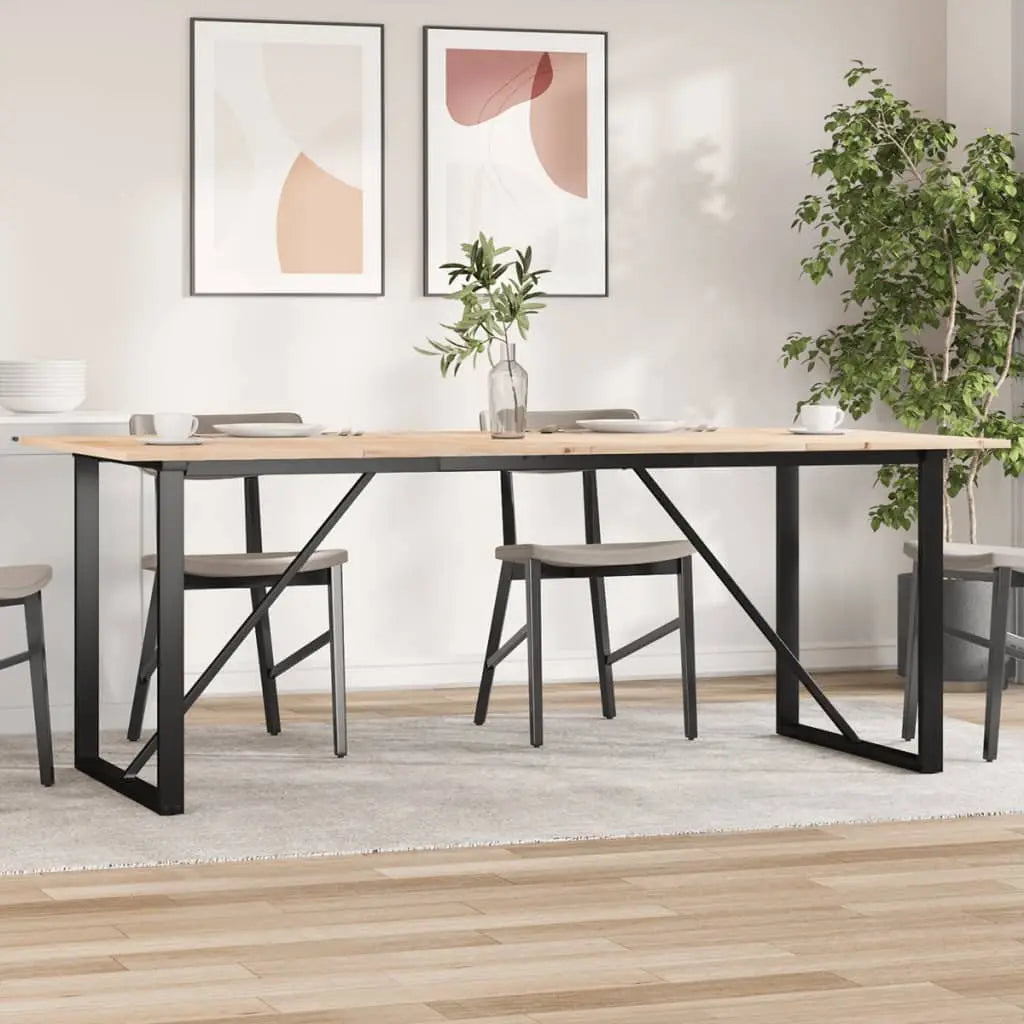 Table à manger cadre en O 200x100x75cm bois de pin massif acier - XIOS