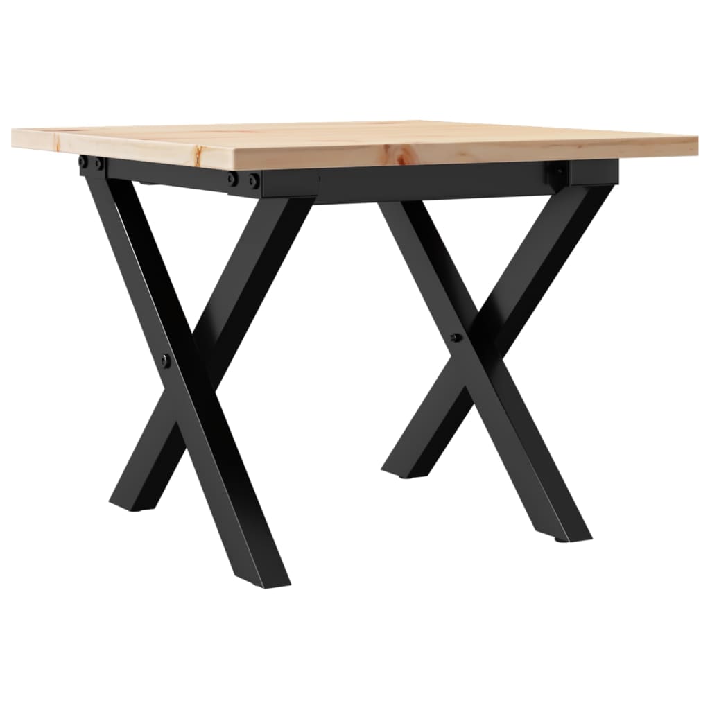Table basse cadre en X 50x50x35 cm bois de pin massif et fonte Tables basses vidaXL