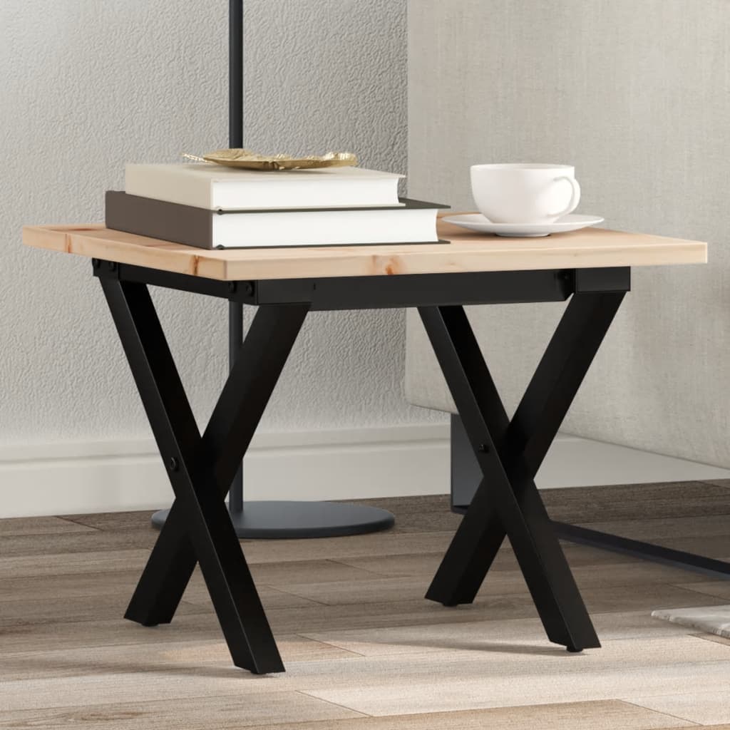 Table basse cadre en X 50x50x35 cm bois de pin massif et fonte Tables basses vidaXL