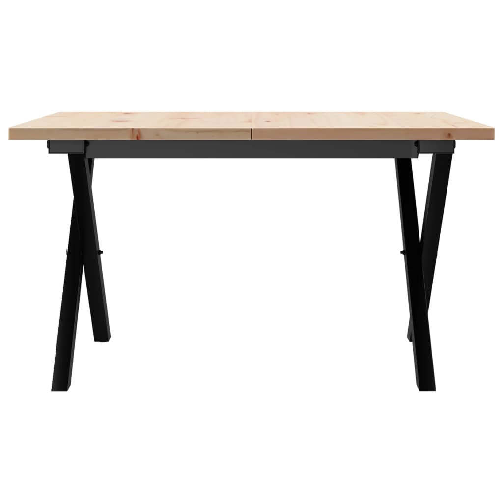 Table basse cadre en X 60x60x40 cm bois de pin massif et fonte