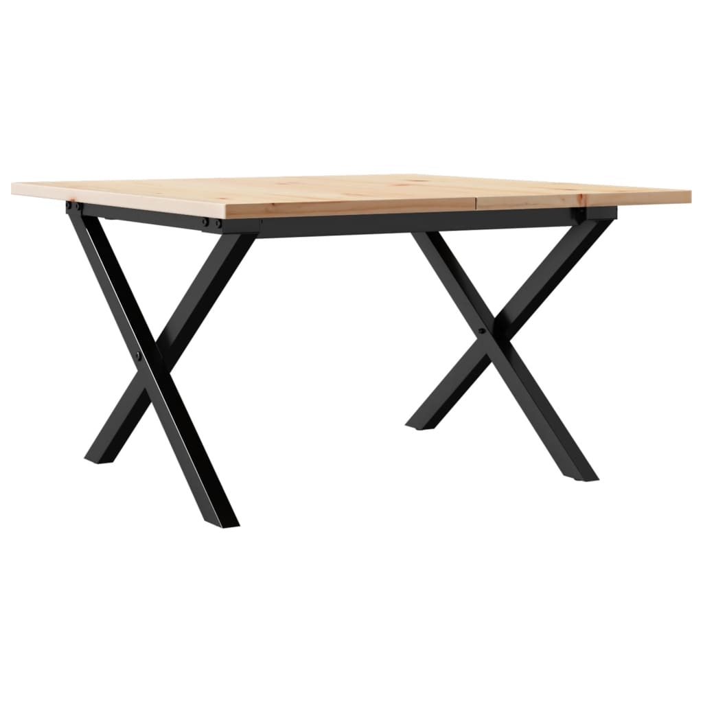 Table basse cadre en X 60x60x40 cm bois de pin massif et fonte
