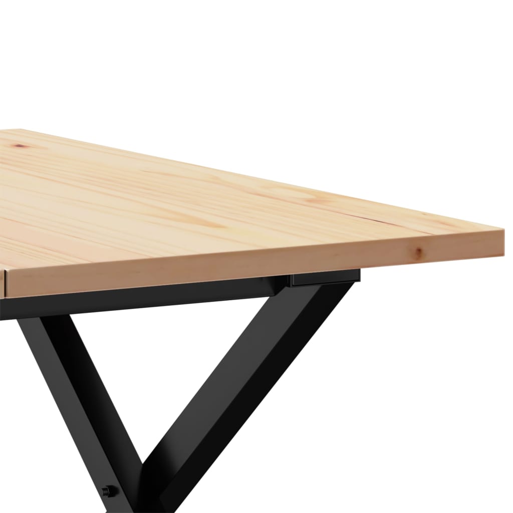 Table basse cadre en X 60x60x40 cm bois de pin massif et fonte