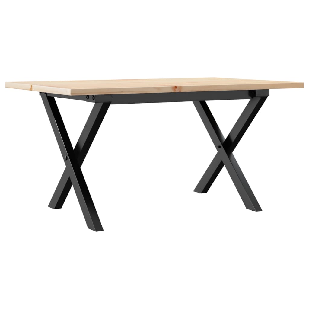 Table basse cadre en X 80x50x40 cm bois de pin massif et fonte - XIOS