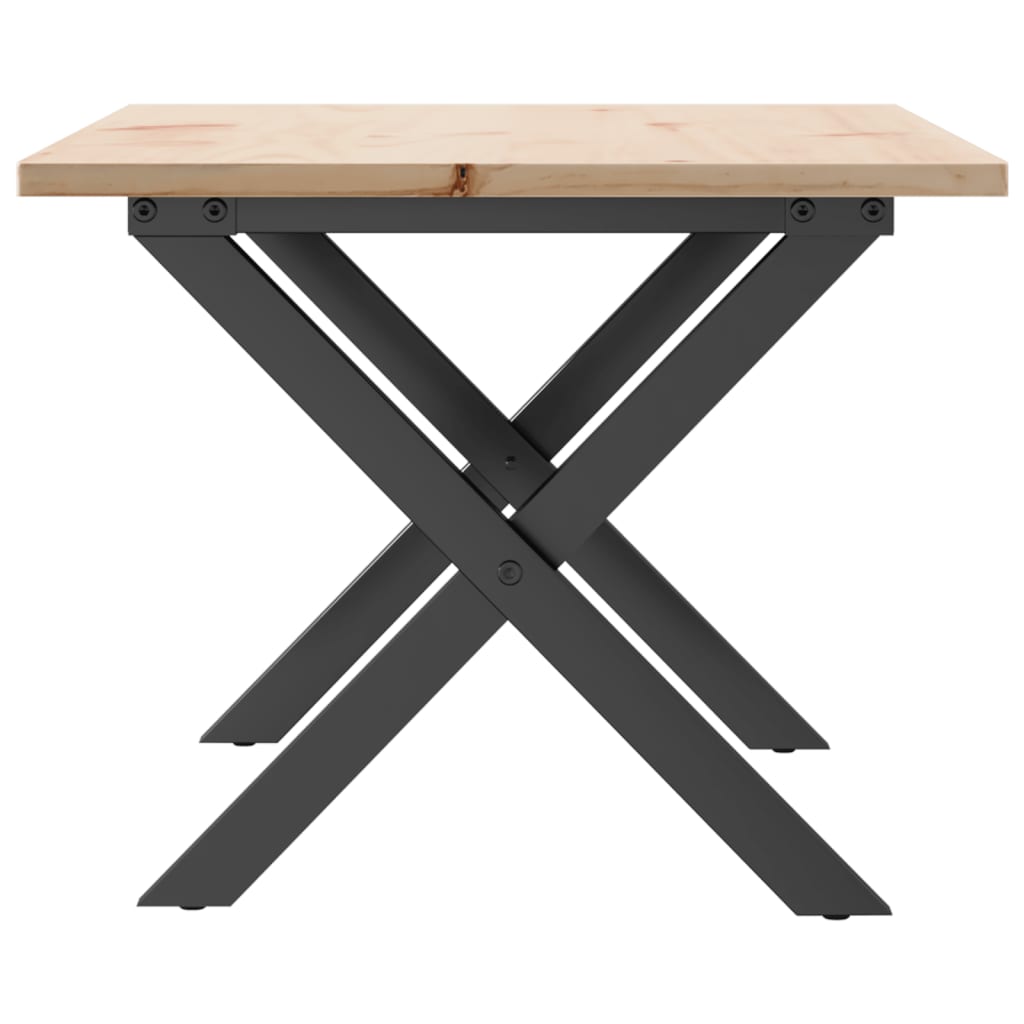 Table basse cadre en X 80x50x40 cm bois de pin massif et fonte - XIOS