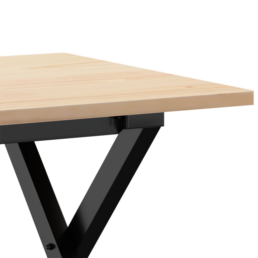 Table basse cadre en X 80x50x40 cm bois de pin massif et fonte - XIOS