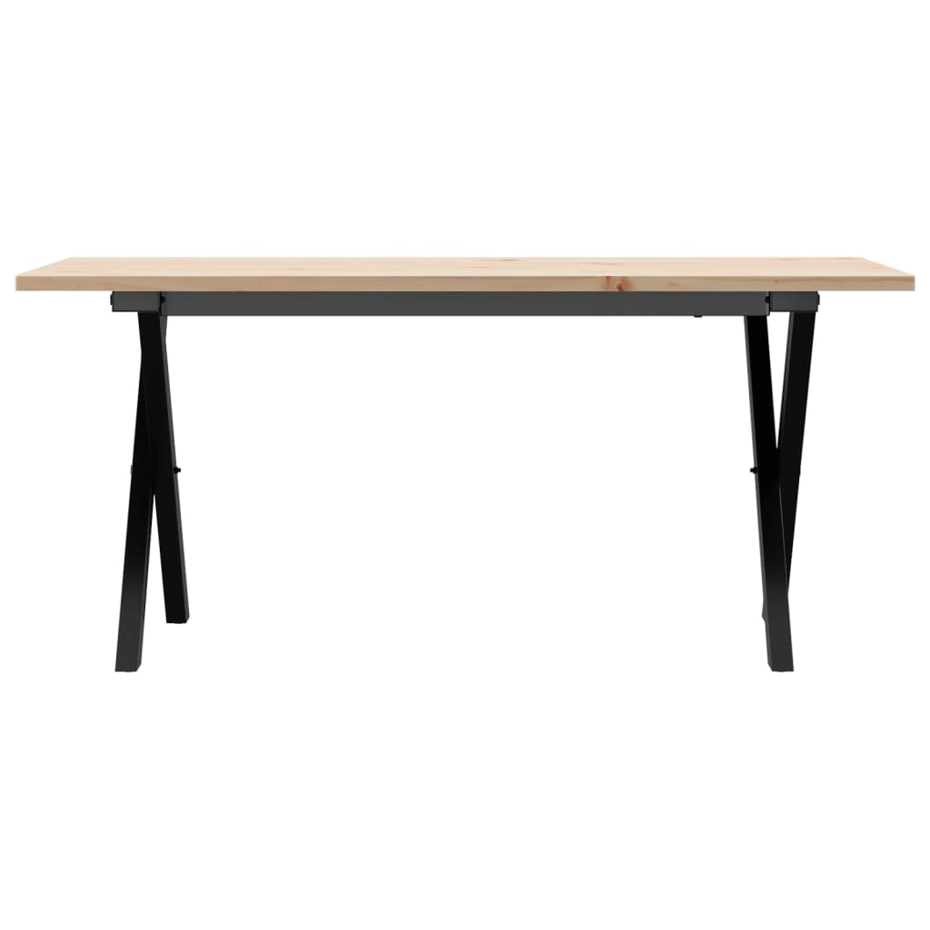 Table basse cadre en X 90x40x45 cm bois de pin massif et fonte - XIOS