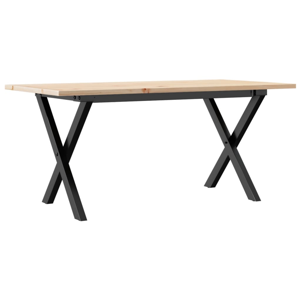 Table basse cadre en X 90x40x45 cm bois de pin massif et fonte - XIOS