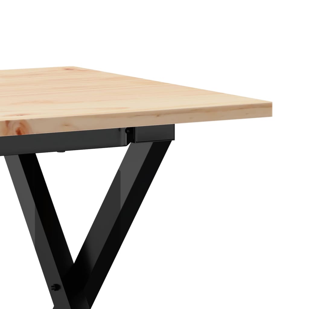 Table basse cadre en X 90x40x45 cm bois de pin massif et fonte - XIOS