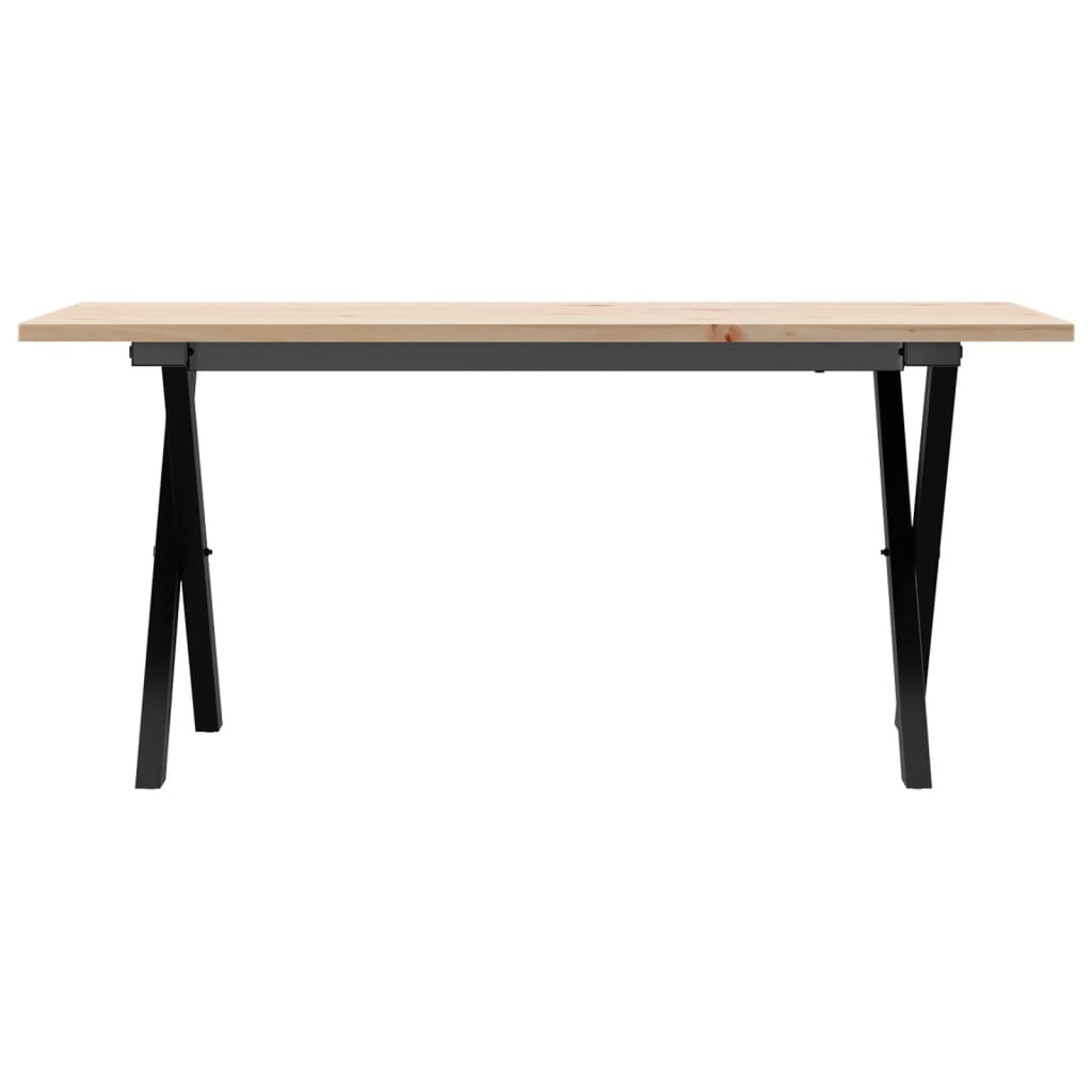 Table basse cadre en X 100x50x45 cm bois de pin massif et fonte - XIOS