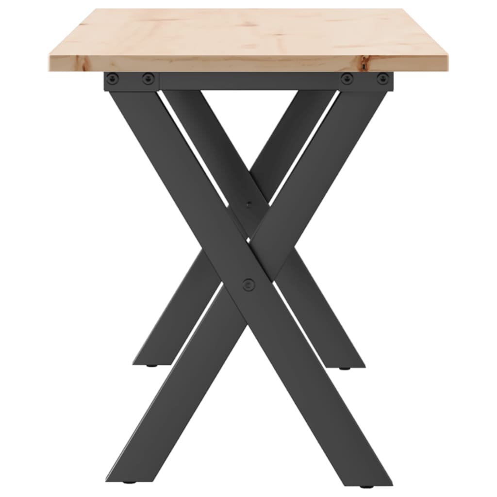 Table basse cadre en X 110x40x45 cm bois de pin massif et fonte - XIOS