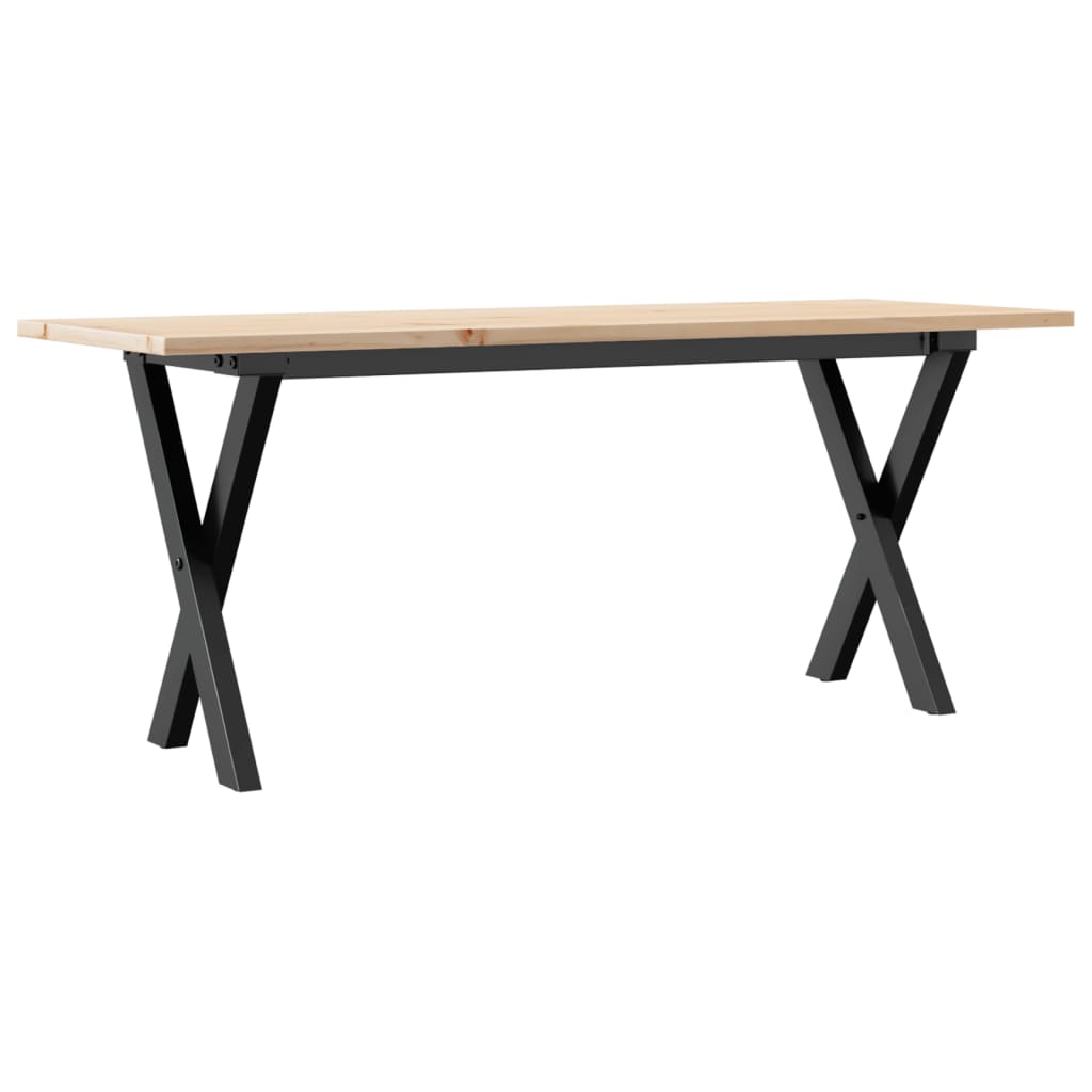 Table basse cadre en X 110x40x45 cm bois de pin massif et fonte - XIOS