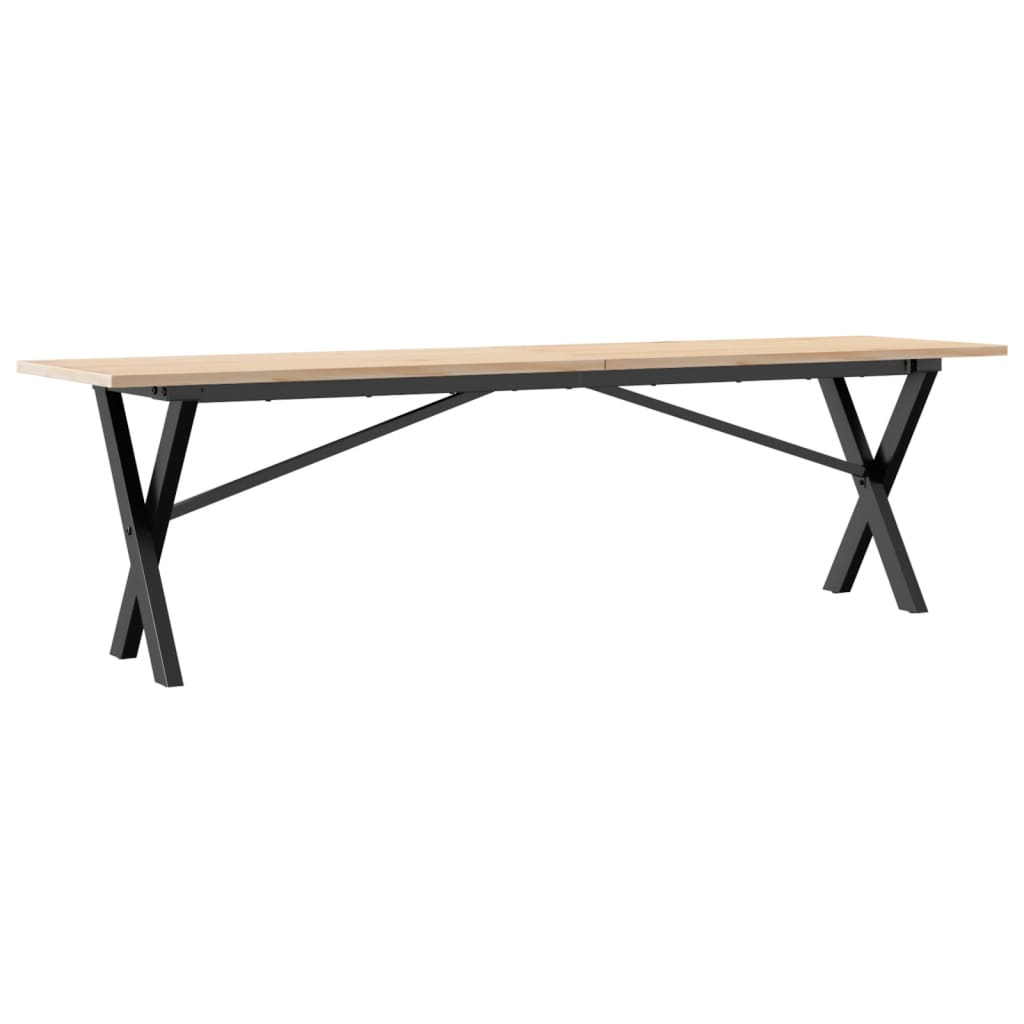 Table basse cadre en X 160x40x45 cm bois de pin massif et acier - XIOS