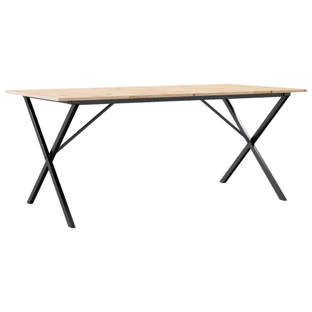 Table à manger cadre en X 180x90x75 cm bois de pin massif acier - XIOS