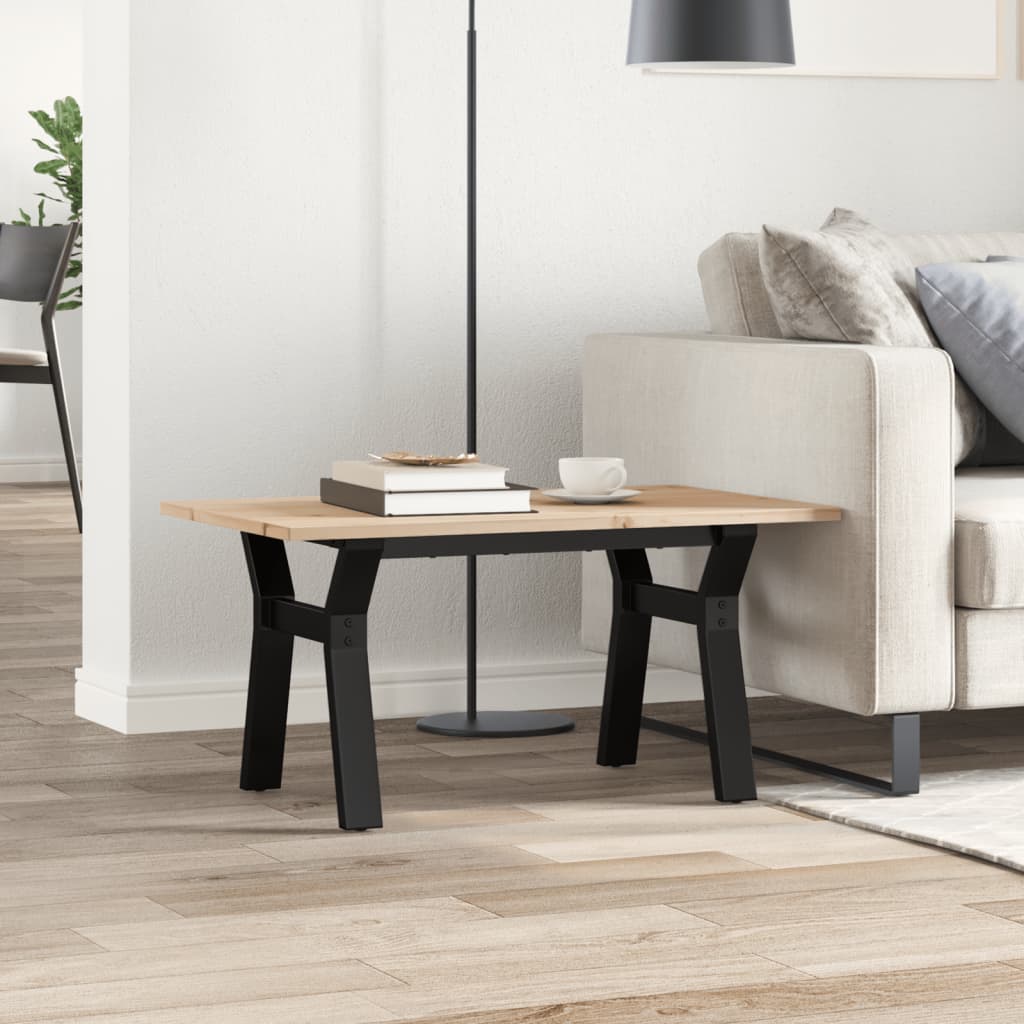 Table basse cadre en Y 80x50x40 cm bois de pin massif et fonte - XIOS