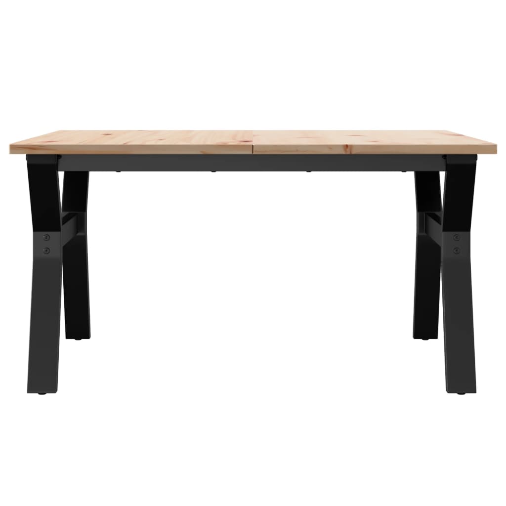 Table basse cadre en Y 80x80x45 cm bois de pin massif et acier - XIOS