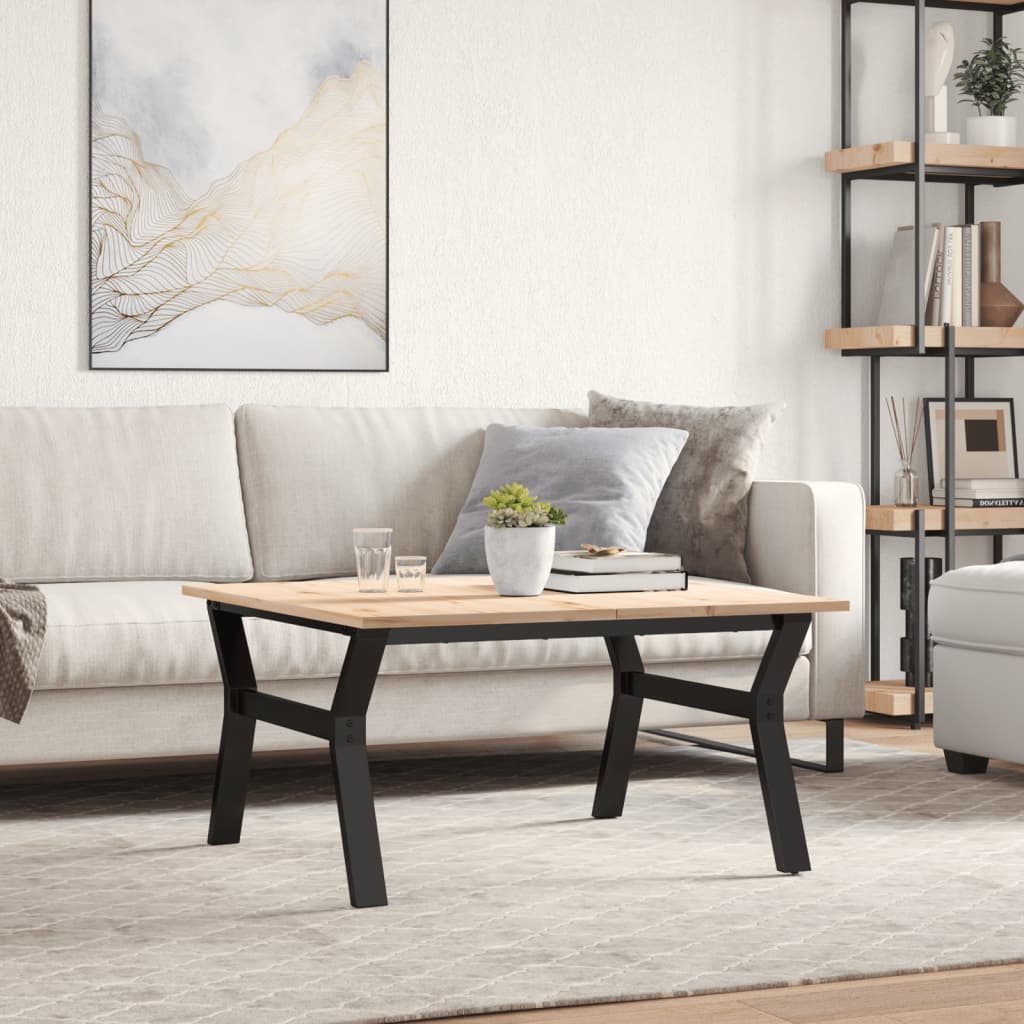 Table basse cadre en Y 90x90x45 cm bois de pin massif et acier - XIOS