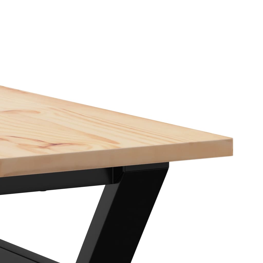 Table basse cadre en Y 90x90x45 cm bois de pin massif et acier - XIOS