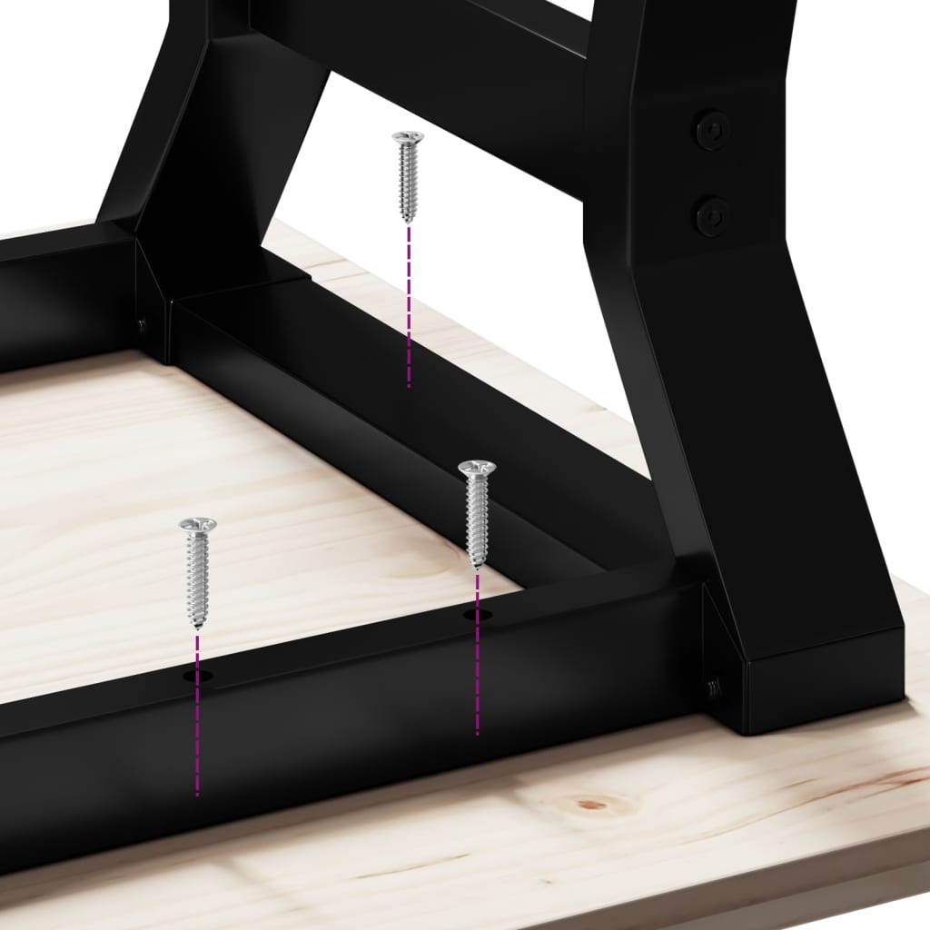 Table basse cadre en Y 90x90x45 cm bois de pin massif et acier - XIOS